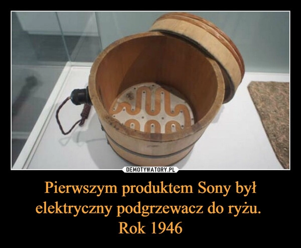 
    Pierwszym produktem Sony był elektryczny podgrzewacz do ryżu. 
Rok 1946