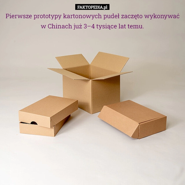 
    Pierwsze prototypy kartonowych pudeł zaczęto wykonywać w Chinach już 3–4