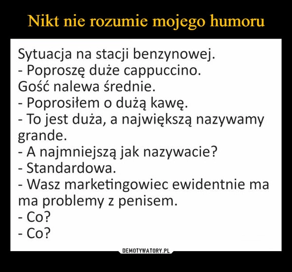 
    Nikt nie rozumie mojego humoru