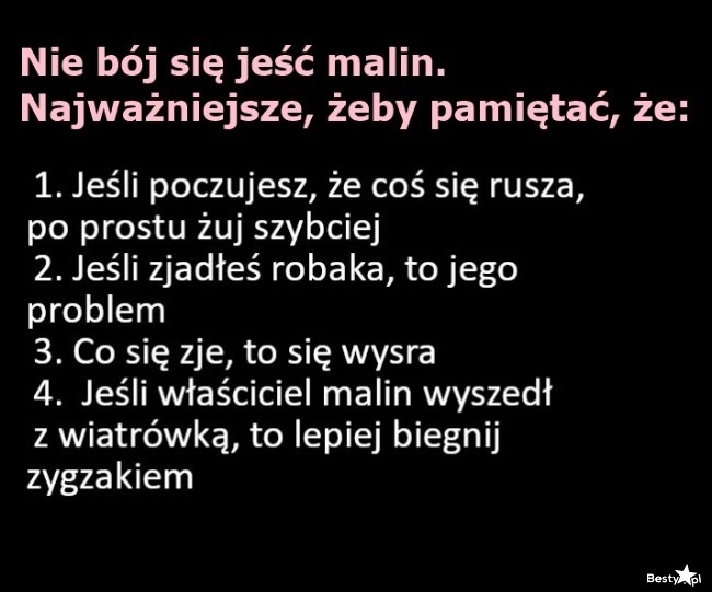 
    Kilka zasad dotyczących jedzenia malin 