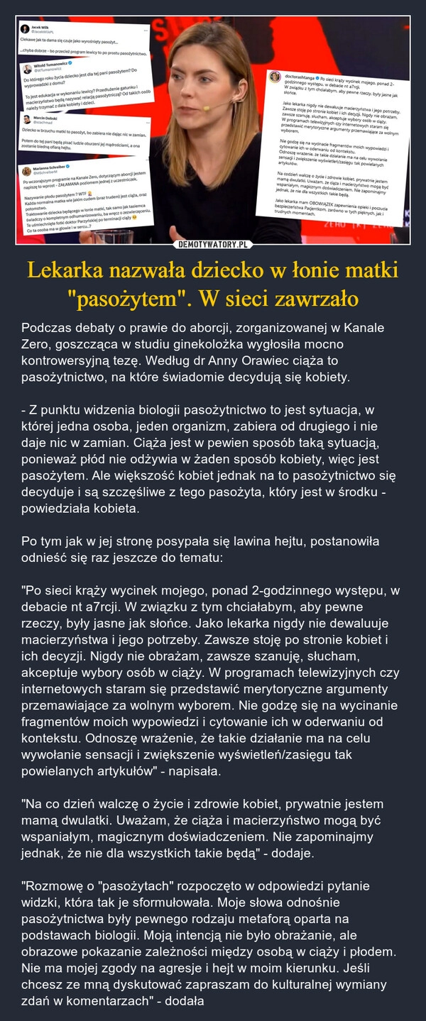 
    Lekarka nazwała dziecko w łonie matki "pasożytem". W sieci zawrzało