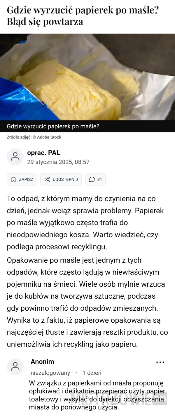 
    Papierek po maśle