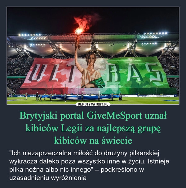 
    Brytyjski portal GiveMeSport uznał kibiców Legii za najlepszą grupę kibiców na świecie