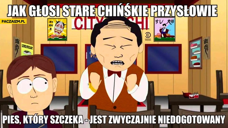 
    Jak głosi chińskie przysłowie: pies który szczeka jest niedogotowany