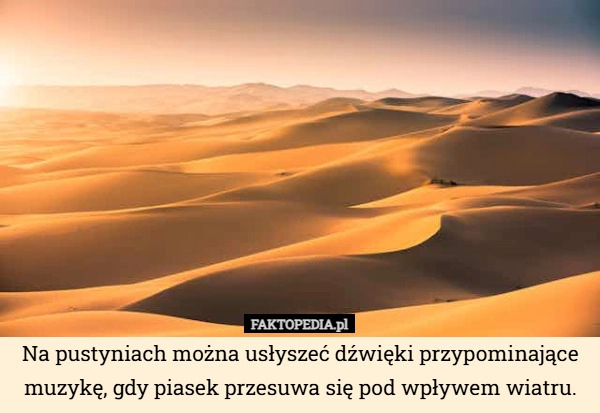 
    Na pustyniach można usłyszeć dźwięki przypominające muzykę, gdy piasek przesuwa