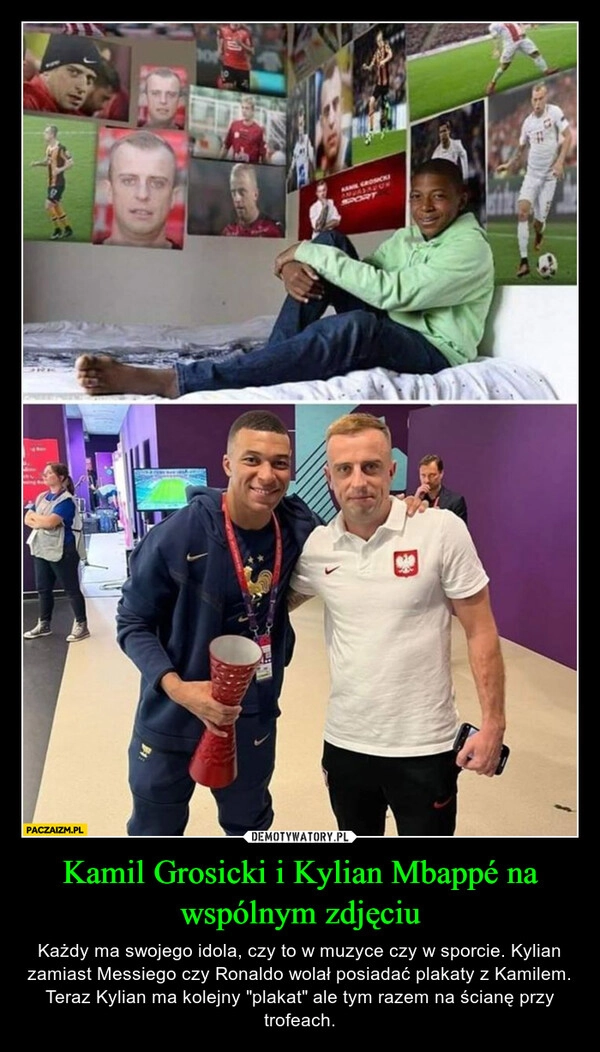 
    Kamil Grosicki i Kylian Mbappé na wspólnym zdjęciu