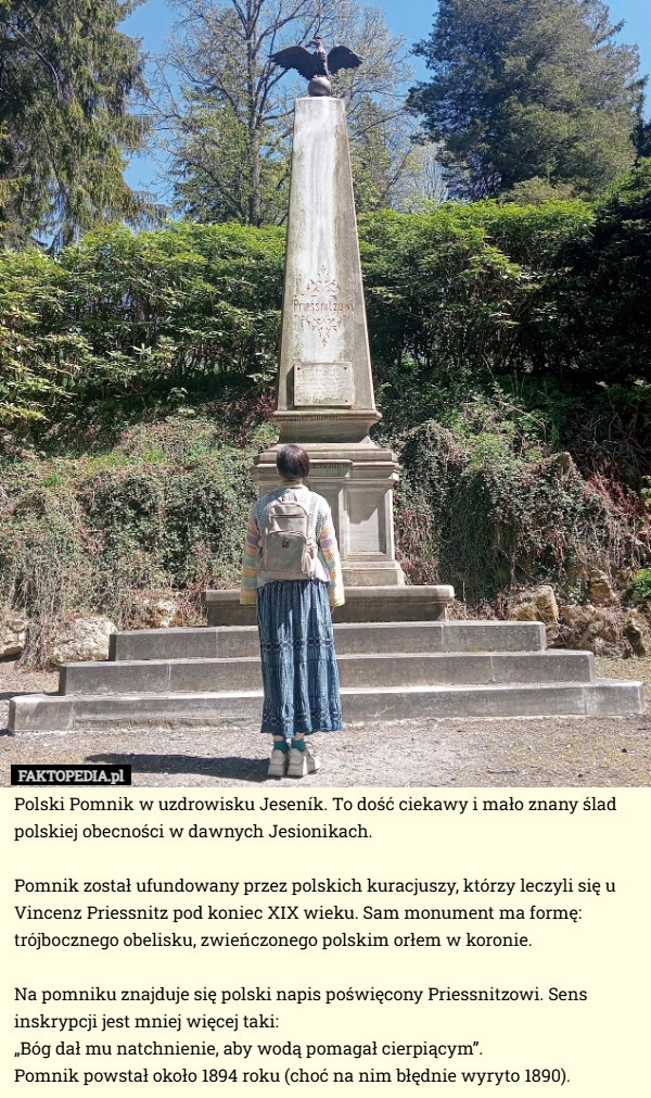 
    Polski Pomnik w uzdrowisku Jeseník. To dość ciekawy i mało znany ślad polskiej