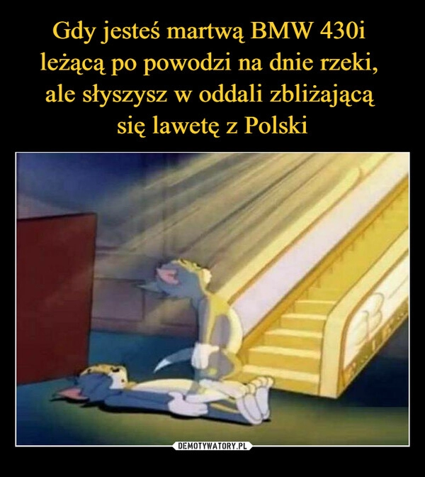 
    Gdy jesteś martwą BMW 430i 
leżącą po powodzi na dnie rzeki, 
ale słyszysz w oddali zbliżającą 
się lawetę z Polski