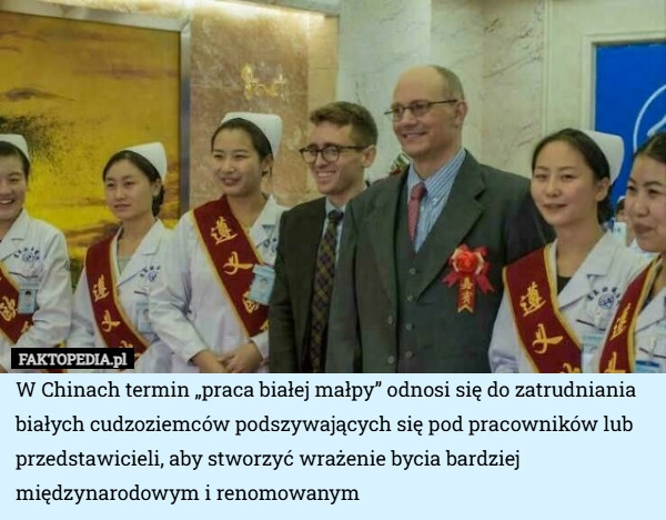 
    W Chinach termin „praca białej małpy” odnosi się do zatrudniania białych
