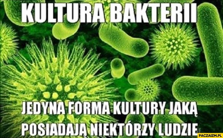 
    Kultura bakterii jedyna forma kultury jaką posiadają niektórzy ludzie