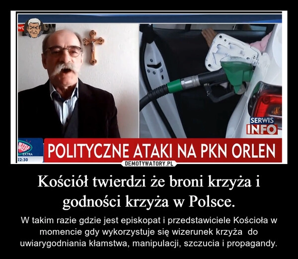 
    Kościół twierdzi że broni krzyża i godności krzyża w Polsce. 