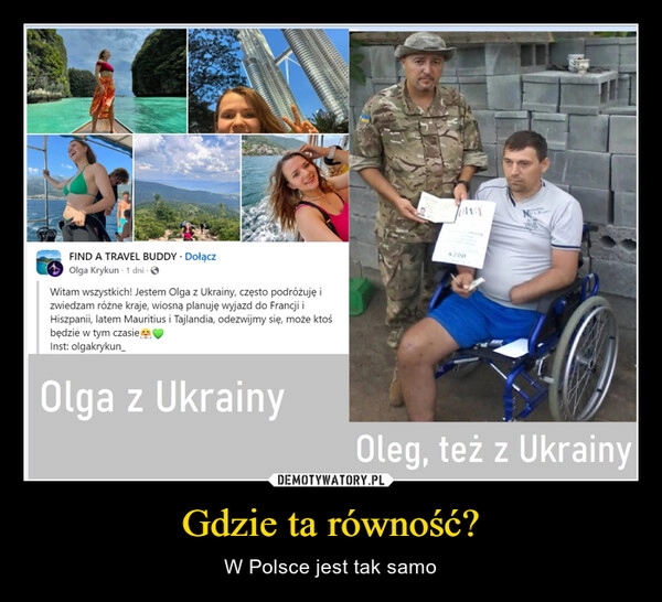 
    Gdzie ta równość?