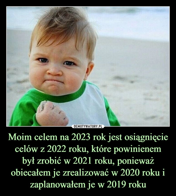 
    
Moim celem na 2023 rok jest osiągnięcie celów z 2022 roku, które powinienem był zrobić w 2021 roku, ponieważ obiecałem je zrealizować w 2020 roku i zaplanowałem je w 2019 roku 