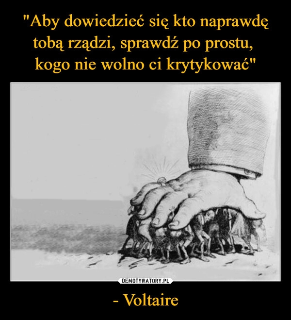 
    "Aby dowiedzieć się kto naprawdę tobą rządzi, sprawdź po prostu, 
kogo nie wolno ci krytykować" - Voltaire