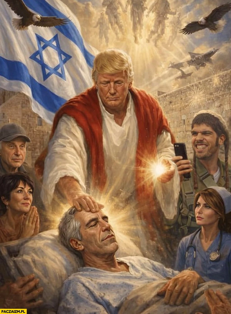 
    Trump Jezus uzdrawia Epsteina Izrael przeróbka