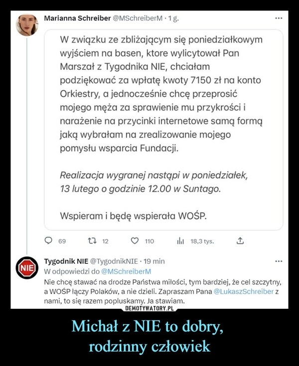 
    Michał z NIE to dobry, 
rodzinny człowiek