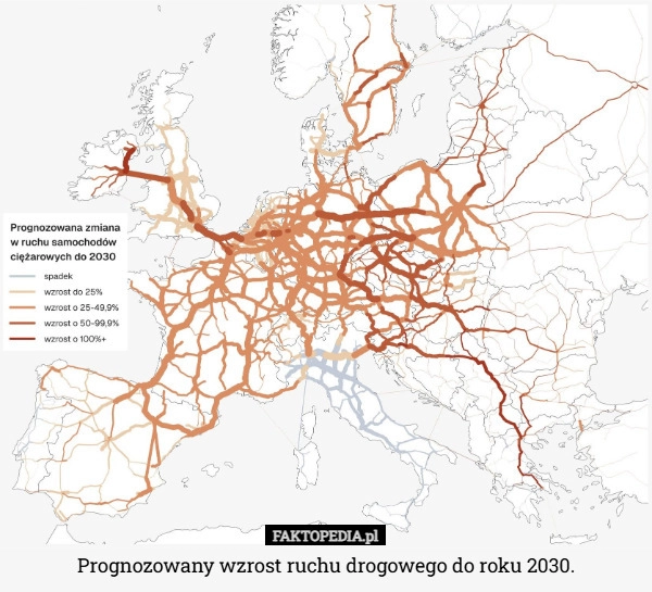 
    Prognozowany wzrost ruchu drogowego do roku 2030.