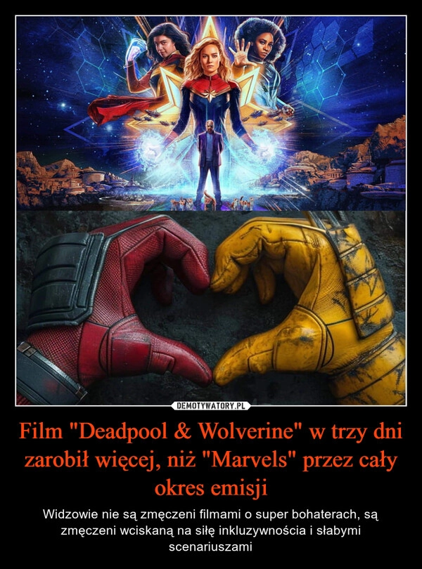 
    Film "Deadpool & Wolverine" w trzy dni zarobił więcej, niż "Marvels" przez cały okres emisji