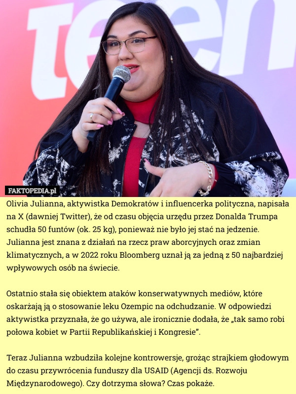 
    Olivia Julianna, aktywistka Demokratów i influencerka polityczna, napisała