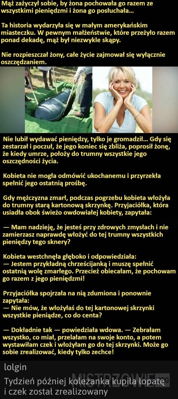 
    Kobieta pochowała męża ze wszystkimi jego pieniędzmi