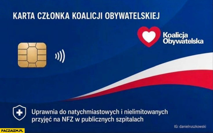 
    Karta członka koalicji obywatelskiej szybsze kolejki na NFZ