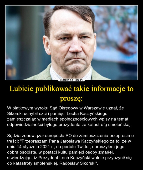 
    Lubicie publikować takie informacje to proszę: