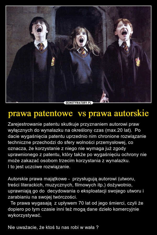 
    prawa patentowe  vs prawa autorskie