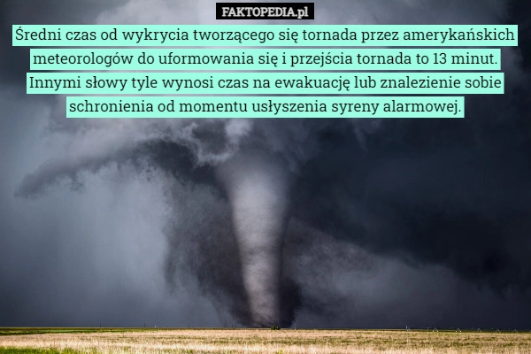 
    Średni czas od wykrycia tworzącego się tornada przez amerykańskich meteorologów