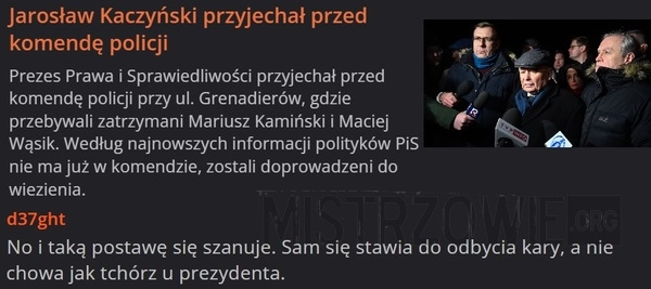 
    Jarosław Kaczyński przyjechał przed komendę policji