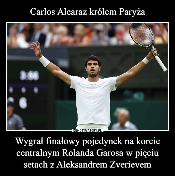 
    Carlos Alcaraz królem Paryża Wygrał finałowy pojedynek na korcie centralnym Rolanda Garosa w pięciu setach z Aleksandrem Zverievem