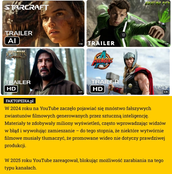 
    W 2024 roku na YouTube zaczęło pojawiać się mnóstwo fałszywych zwiastunów