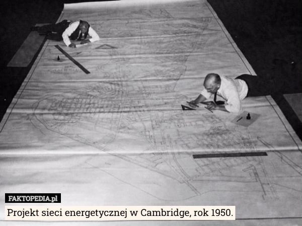 
    Projekt sieci energetycznej w Cambridge, rok 1950.