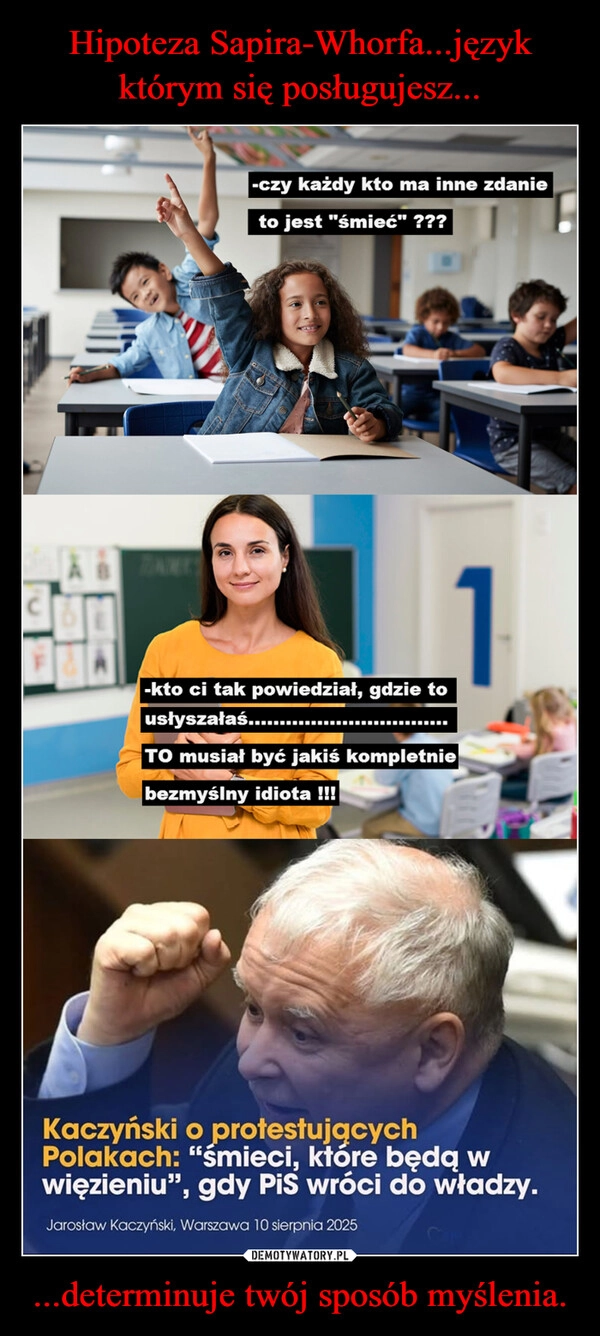 
    Hipoteza Sapira-Whorfa...język którym się posługujesz... ...determinuje twój sposób myślenia.