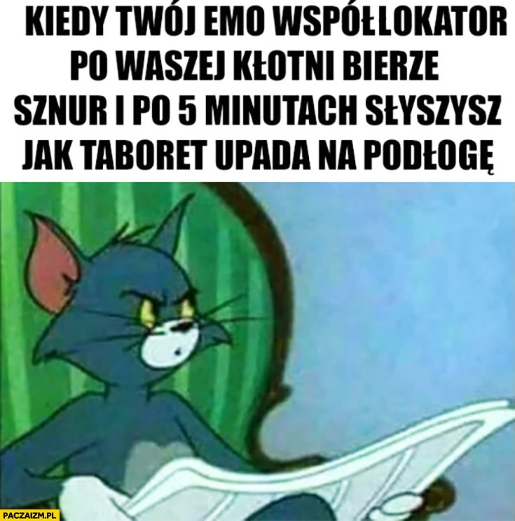 Kiedy Twój emo współlokator po waszej kłótni bierze sznur i po 5 minutach słyszysz jak taboret upada na podłogę Tom i Jerry