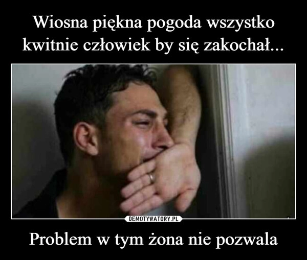 
    Wiosna piękna pogoda wszystko kwitnie człowiek by się zakochał... Problem w tym żona nie pozwala