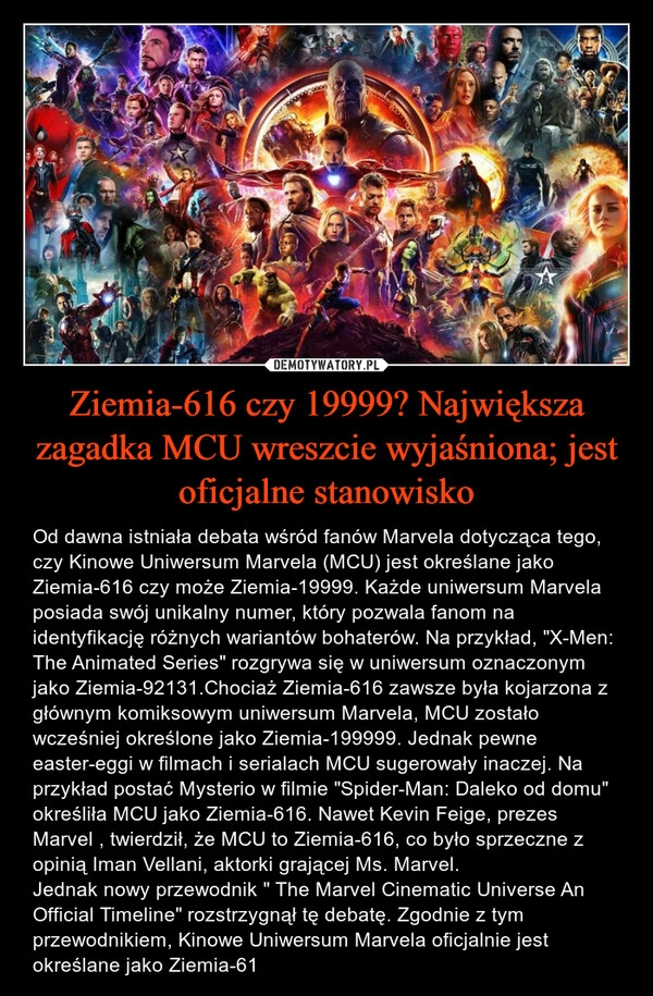 
    Ziemia-616 czy 19999? Największa zagadka MCU wreszcie wyjaśniona; jest oficjalne stanowisko