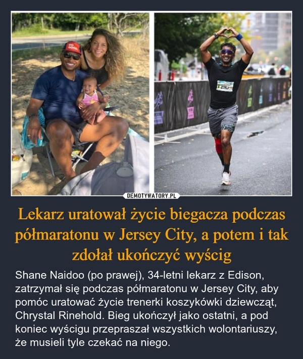 
    Lekarz uratował życie biegacza podczas półmaratonu w Jersey City, a potem i tak zdołał ukończyć wyścig