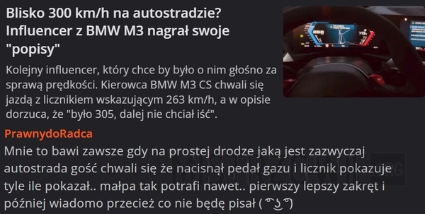 
    Blisko 300 km/h na autostradzie