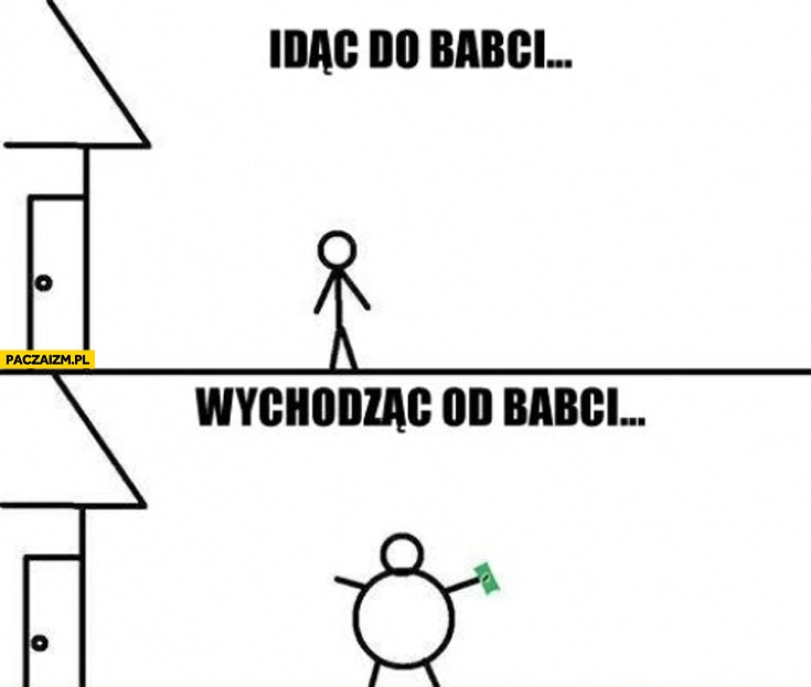 
    Idąc do babci wychodząc od babci