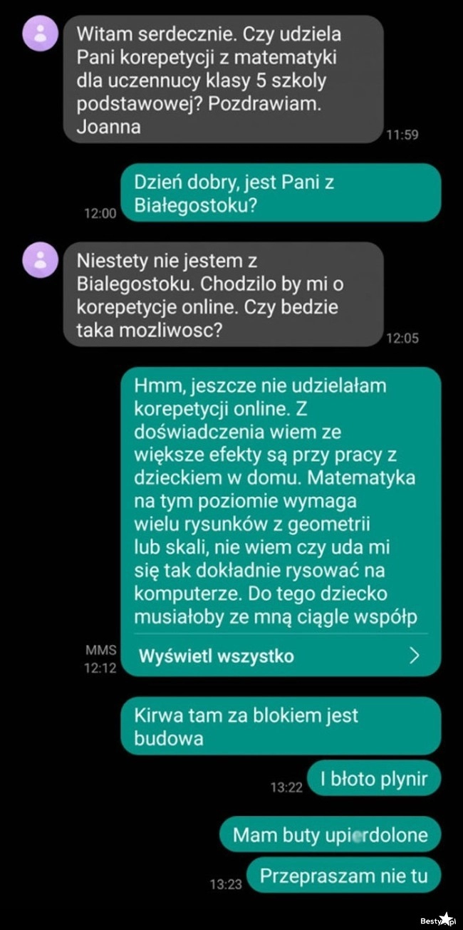 
    Rozmowa o korepetycjach 