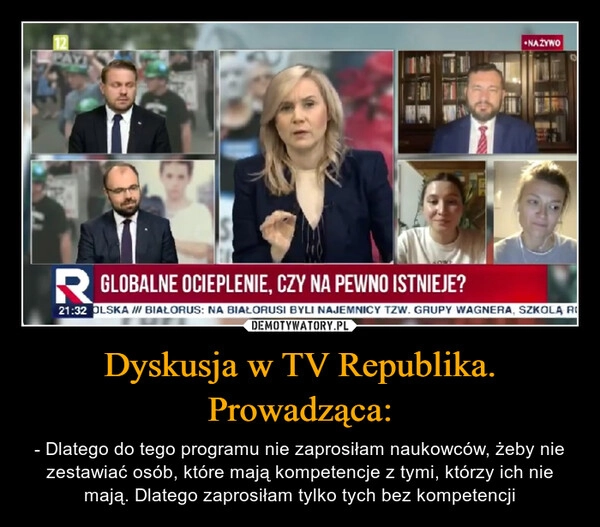 
    Dyskusja w TV Republika. Prowadząca: