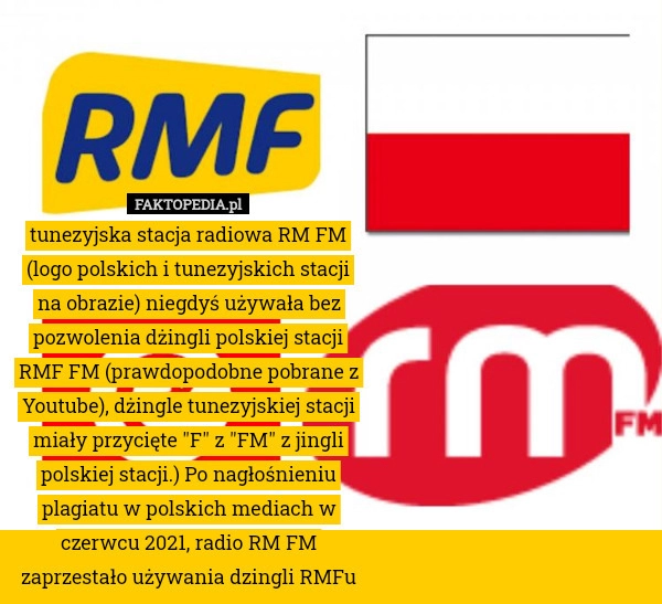 
    Tunezyjska stacja radiowa RM FM (logo polskich i tunezyjskich stacji na