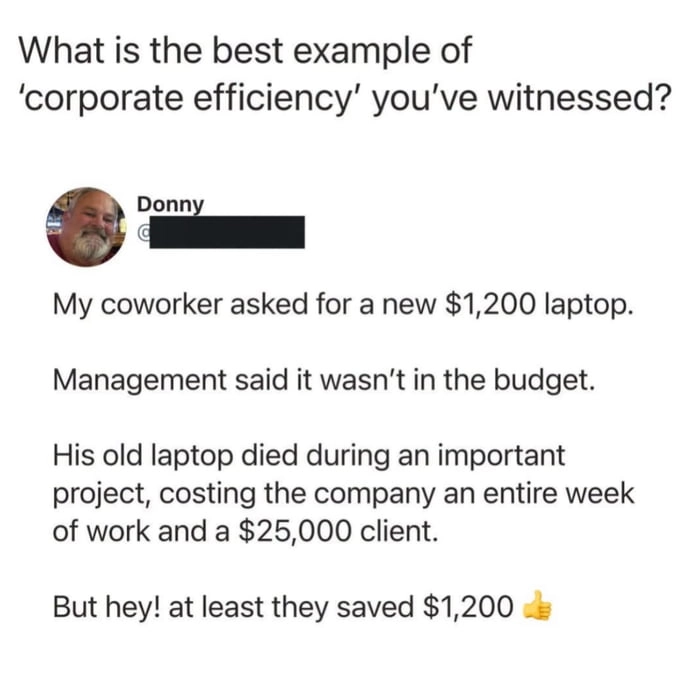 
    Classic corporate math at its finest