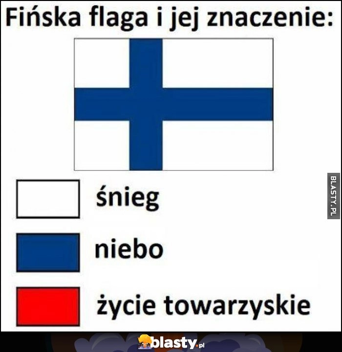 
    Fińska flaga i jej znaczenie: śnieg, niebo, życia towarzyskiego nie ma