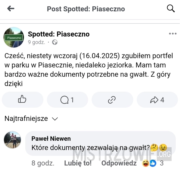 
    Piaseczno - zgubiony portfel
