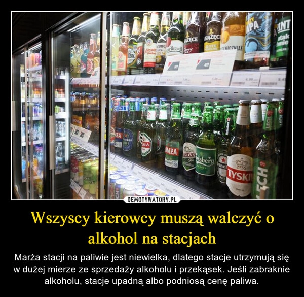 
    Wszyscy kierowcy muszą walczyć o alkohol na stacjach