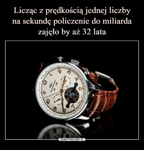 
    
Licząc z prędkością jednej liczby
na sekundę policzenie do miliarda zajęło by aż 32 lata 