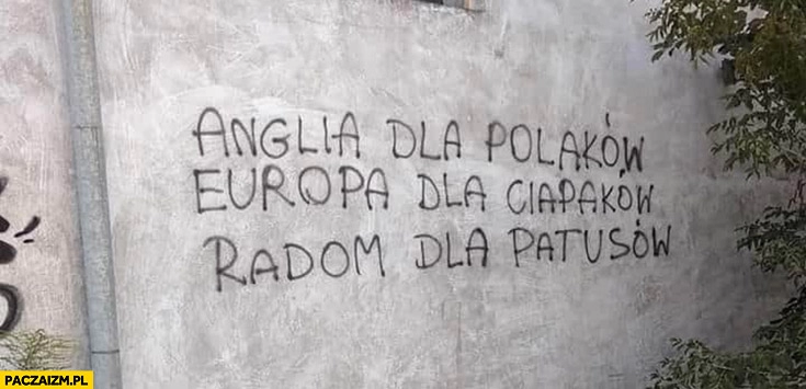 
    Anglia dla Polaków, Europa dla ciapaków, Radom dla patusów napis na murze