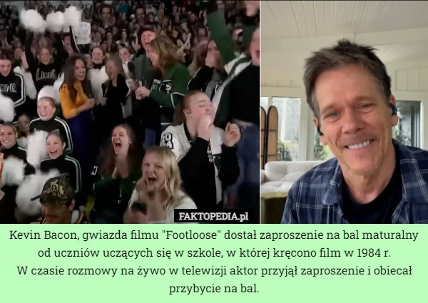 
    Kevin Bacon, gwiazda filmu "Footloose" dostał zaproszenie na bal