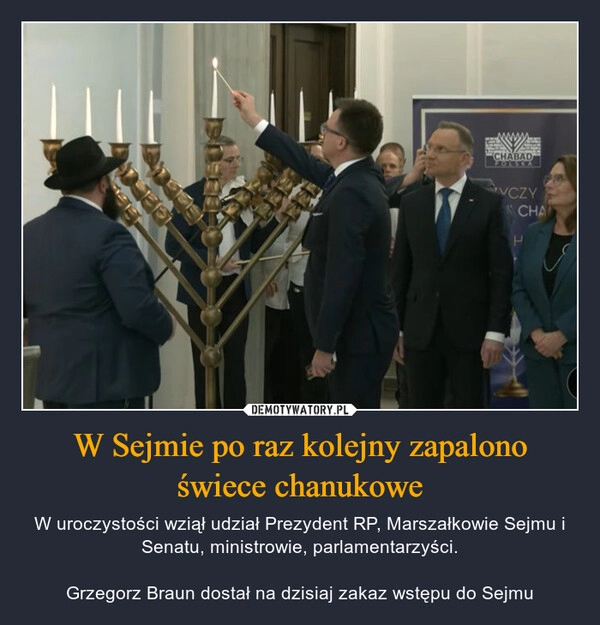 
    W Sejmie po raz kolejny zapalono świece chanukowe